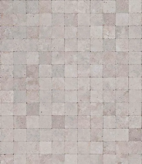 Square anticato travertine tiles in light tones